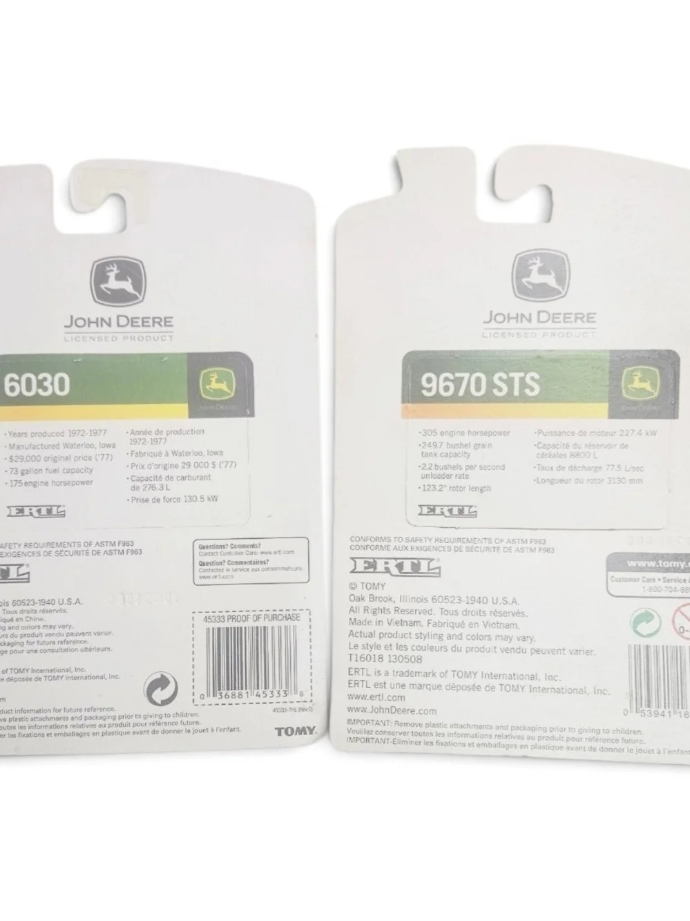 John Deere 6030 Tractor & 9670 STS Combine Pack Farm Set New In Package